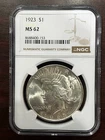 1923 Peace Silver Dollar MS62 NGC