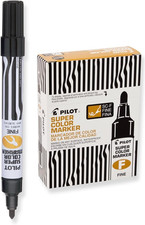 Pilot Super Color Jumbo Refillable Permanent Markers, Black Ink, Fine Bullet Tip