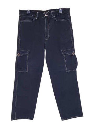 7 For All Mankind, 7 For All Mankind 7FAM Dylan Men's Vintage Black Contrast Stitch Cargo Pants 33