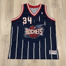 Vintage Starter Authentic Hakeem Olajuwon Houston Rockets Jersey Mens 52 Sewn