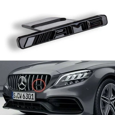AMG Emblem Abzeichen aufkleber Schwarz für Mercedes Panamericana Kühlergrill - Bild 1 von 4
