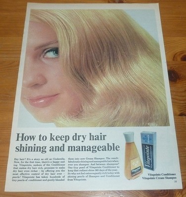 1967 VINTAGE LARGE AD VITAPOINTE CREAM SHAMPOO AND CONDITIONER