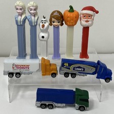 Pez Dispensers Lot Semi Truck Trailer Nascar Santa Claus Frozen Elsa Olaf JOL