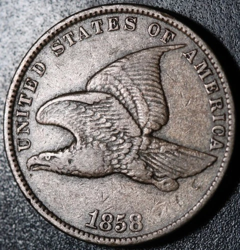 1858 FLYING EAGLE CENT - Small Letters SL - Near XF EF