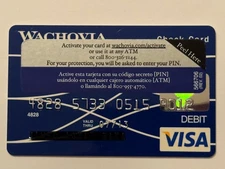 Wachovia Bank Check Card With Activation Sticker▪️Debit Card▪️2013 Exp▪️Unsigned