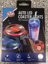 NEW STP Auto LED Coaster Lights Red & Blue Illuminated Glow w/ Auto Smart Sensor