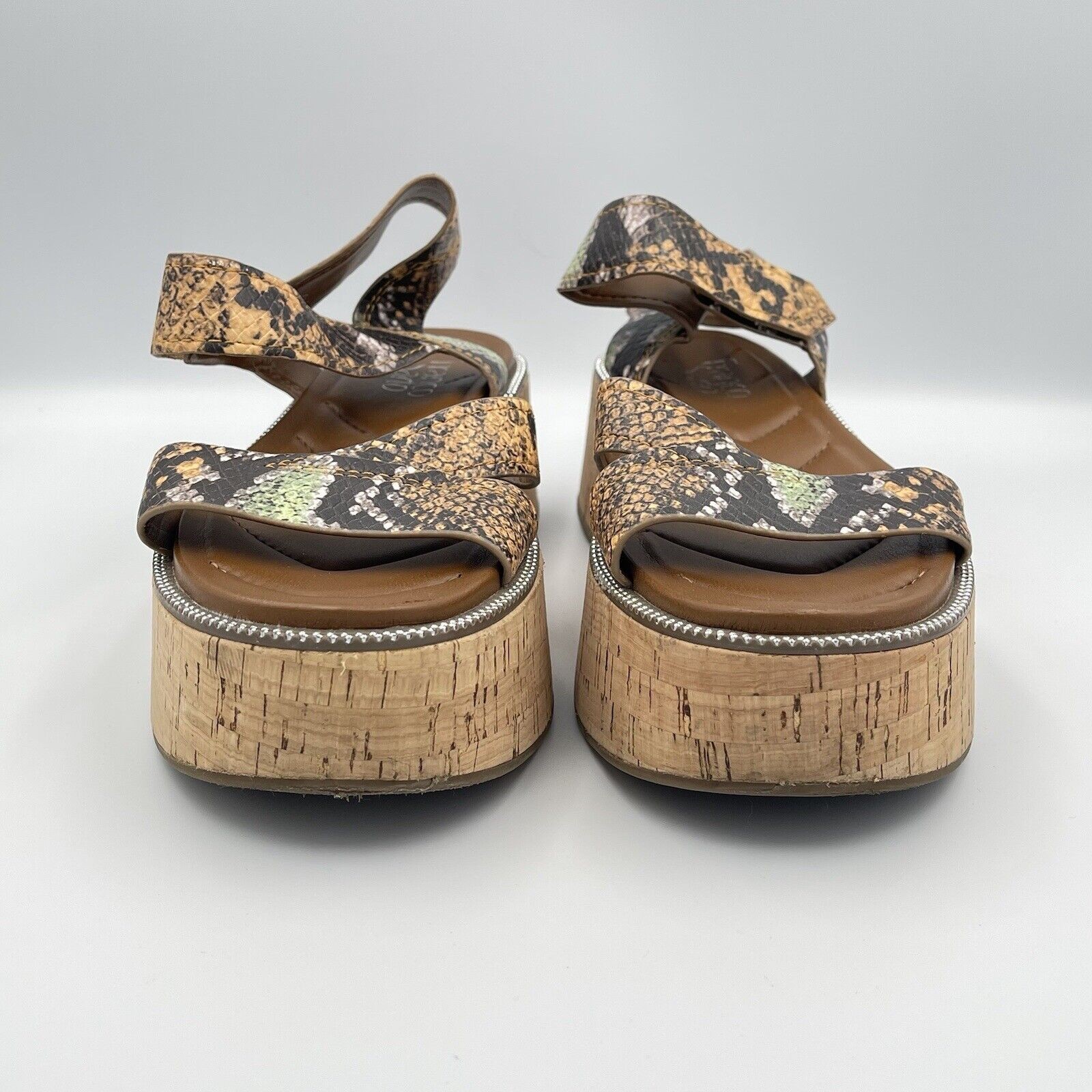 Franco Sarto OZIO Platform Sandals Strappy Faux Snakeskin WOMENS