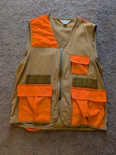 Vintage Canvas Hunting Vest Large Blaze Orange Game Bag Utility Upland USA Made