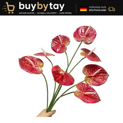 Künstliche Anthurium-Blumen 8 Stück dunkelrosa für Tischdekoration