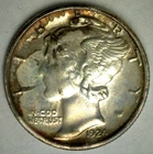 1924 D Silver Mercury Dime TONED Uncirculated 10c US Type Coin 10 Cent Denver