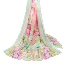 Sushila Vintage Multi-Color Floral Dupatta Digital Printe4d Pure Silk Soft Long