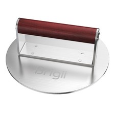 8.5" Stainless Steel Smashed Burger Press, Round Flat Edge Grill Press fo