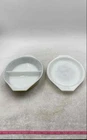 Vintage Pyrex White Green Spring Blossom 1Qt Ovenware Divided Dish With Lid