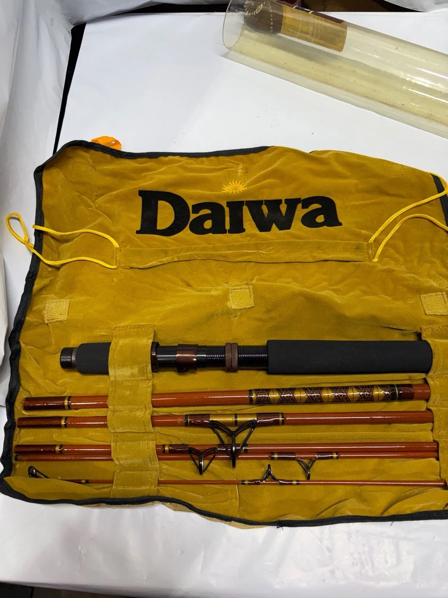 Mochila de caña de pescar vintage Daiwa VIP Gold 7052 6 piezas 6'6" tubo giratorio con mosca NOS