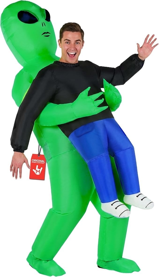 Inflatable Green Alien Pick Me Up Costume Adult Fancy Dress Stag Party Halloween