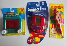 NIP Connect Four, Etch A Sketch 2002 & Operation Game Pen 2001 Hand Held Games