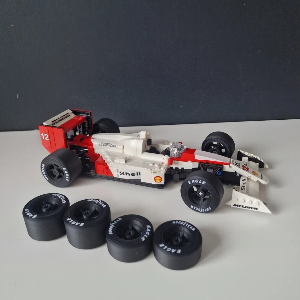 Lego McLaren MP4/4 Senna 10330 Realistic F1 Wheels 3D Printed Upgrade - Set of 4