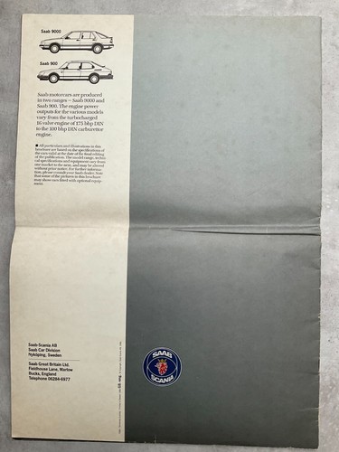 Saab Range UK Market Car Sales Brochure - 1986 - Picture 5 of 5