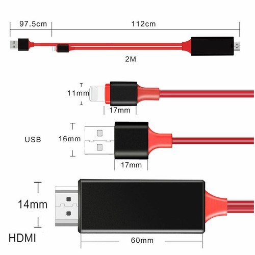For iPhone 14/14 Pro/14 Pro Max HDMI Mirror Cable Cord Phone to TV HDTV Adapter - Bild 5 von 12
