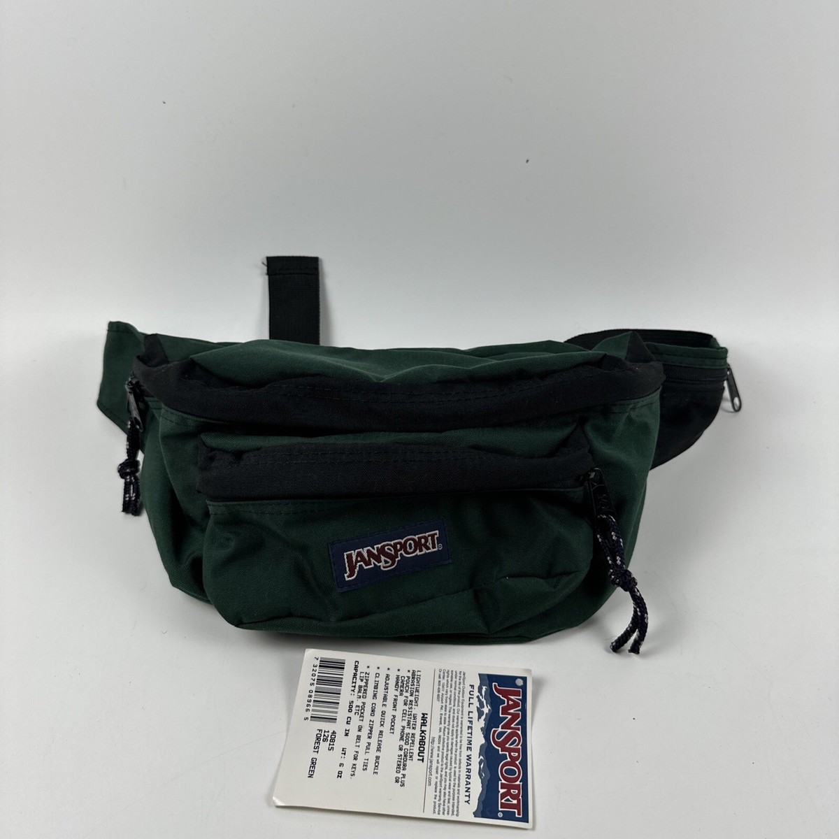 Jansport Vintage 90s Green Fanny Pack Hip Bag Double Zip Original