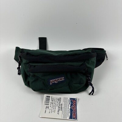 Jansport Vintage 90s Green Fanny Pack Hip Bag Double Zip