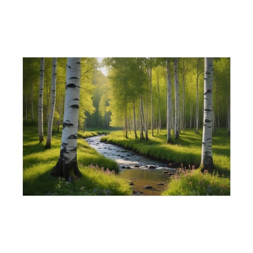 🌲 Birkenwald Bach Poster - Ruhiger Wald Wandbild für Natur Deko - Bild 14 von 21