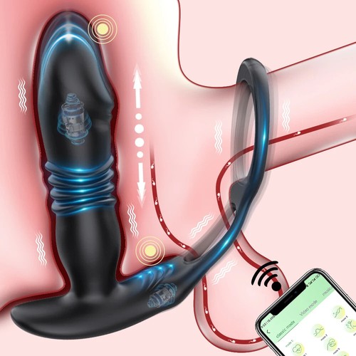 Telescopic Thrusting Dildo Anal Plug Massager Male Vibrator Sex Toy Men Women OZ - Picture 17 of 26