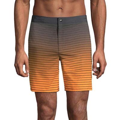LANDS' END Men's XL(40-42) Sunset Gradient Stripe Swim Trunks NWT $70