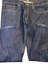 Marc Ecko Mens Sz 36 Dark Blue Boot Cut Jeans Cut and sew