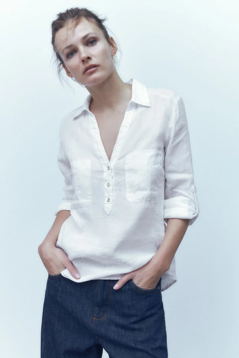 Zara white linen clearance shirt