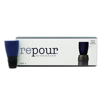 Repour Wine Saver (4-Pack) - Wine Preserver and Stopper - Removes Oxygen Keeping
