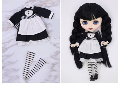 Wednesday Addams Blythe Factory Jointed Doll with Clothes and Accessories