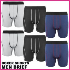 3-6 Pack Mens Boxer Briefs Breathable Long Leg Underwear Soft Tagless Trunks