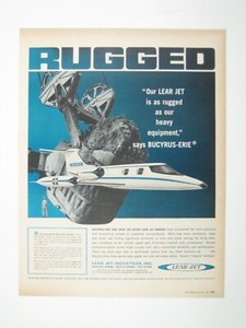 Vintage Lear Jet Advertising Print Bucyrus Erie Quote Rugged Aviation 1966
