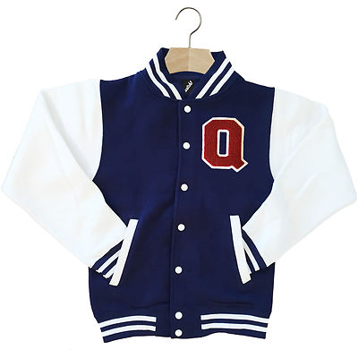 VARSITY BASEBALL JACKE UNISEX PERSONALISIERT MIT ORIGINAL US COLLEGE BUCHSTABE Q