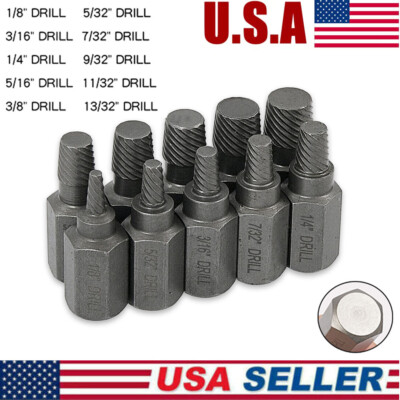 10PCS  Screw Extractor Set Bits Damaged Bolt Extractor 1/8- 13/32in Bit Set
