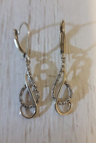 925 Sterling Silver Yellow With Diamonds Dangle Ea