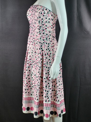 Debut Debenham Pink Spotty Occasion Strapless Dress UK 10 EU 38 100% Polyester - Picture 8 of 12