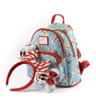 DISNEY LOUNGEFLY MICKEY MINNIE MOUSE SNOWMAN MINI BACKPACK‎ PURSE Amazon.com | Loungefly Disney Minnie Pastel Figural Snowman  main image 3