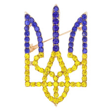 Ukrainian Rhinestone Trident Tryzub Pin Ukraine Coat of Arms