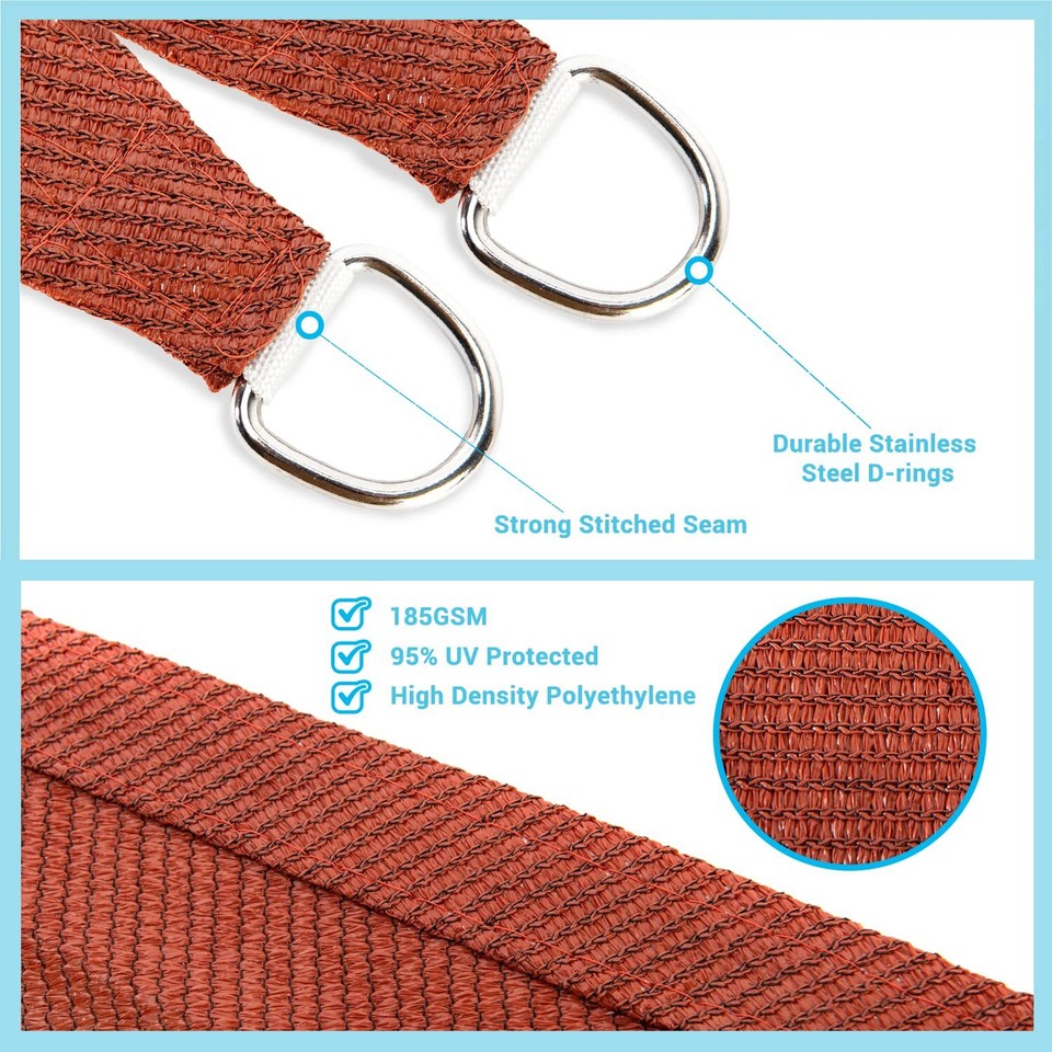 AsterOutdoor Sun Shade Sail Rectangle 16' x 20' UV Block Canopy for