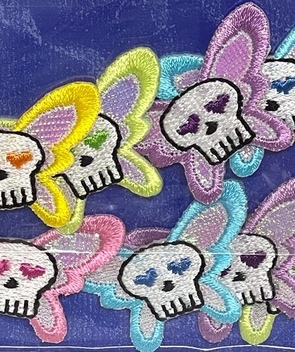 Butterfly Sugar Skull Iron-On Applique 10 Embroidered Patches Sewing Craft - Picture 3 of 4