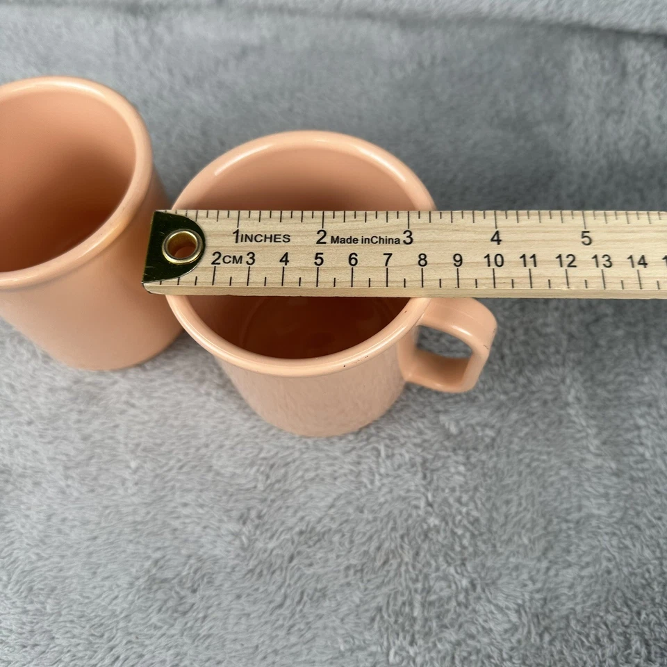 Vintage Rubbermaid Coffee Mugs Cups Peach Color #3813 Set of 2 - Image 3 of 4