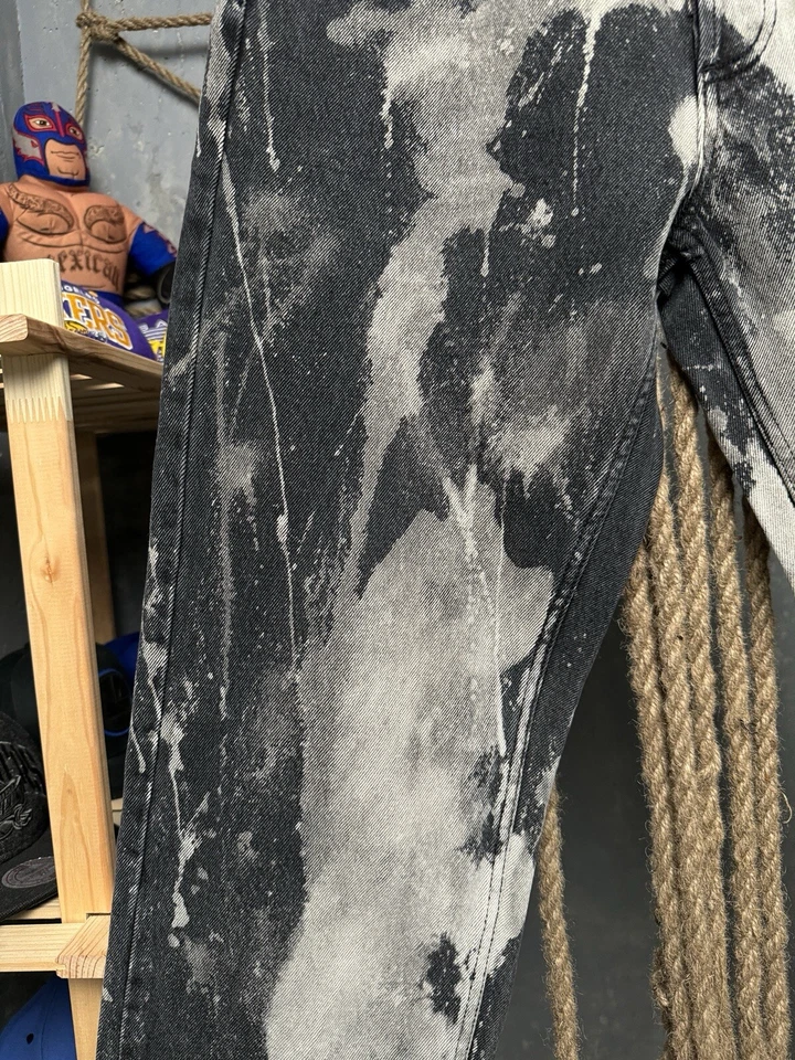 Obey Hardwork Printed Tie Dye Cotton Baggy Denim Pants Size 28 Hiphop Rap Jeans - Image 4 of 4