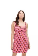 New Diane Von Furstenberg Target 90s Shift Pink Modern Geo Mini Dress SZ 0