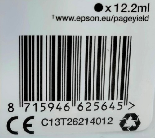 Epson 26XL, Black, Original (C13T26214012) OVP 12,2ml - 26 XL, Genuine - Afbeelding 4 van 5