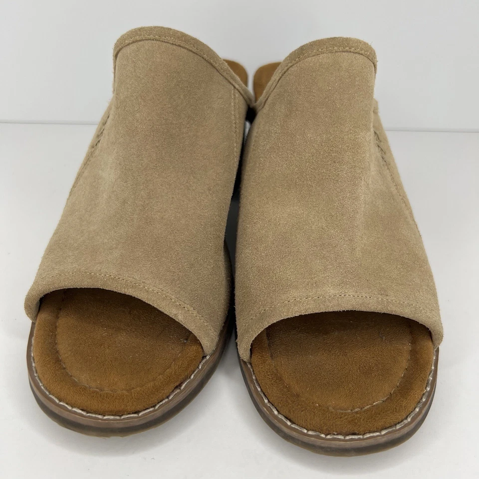 Sandalias de mula Bearpaw Edina Sandy beige gamuza tacón ancho para mujer talla 9,5 Foto 3 de 4