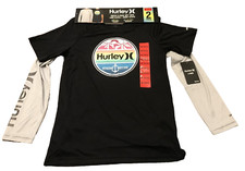 Hurley Youth Boy's UPF 50 Dri Fit Long  Short Sleeve Tops Gray/Black 10/12