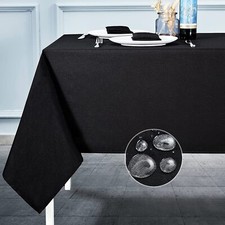 Linen Rectangle Tablecloth 52"x70" Black Waterproof Wrinkle Free Farmhouse Decor