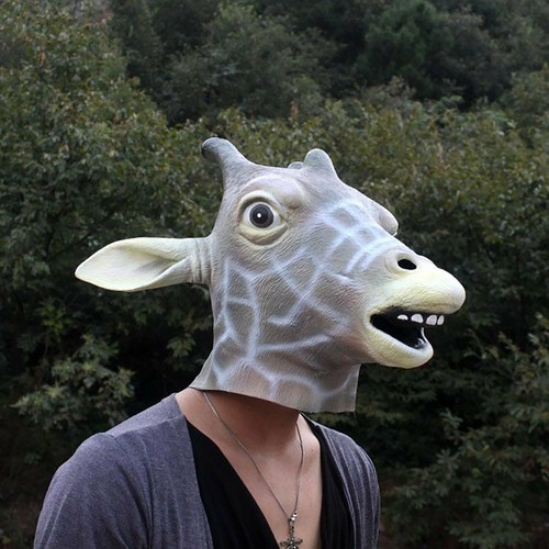 Latex Animal Giraffe Head Mask Costume Halloween Head Mask Costume Fancy Dress A - Picture 7 of 10